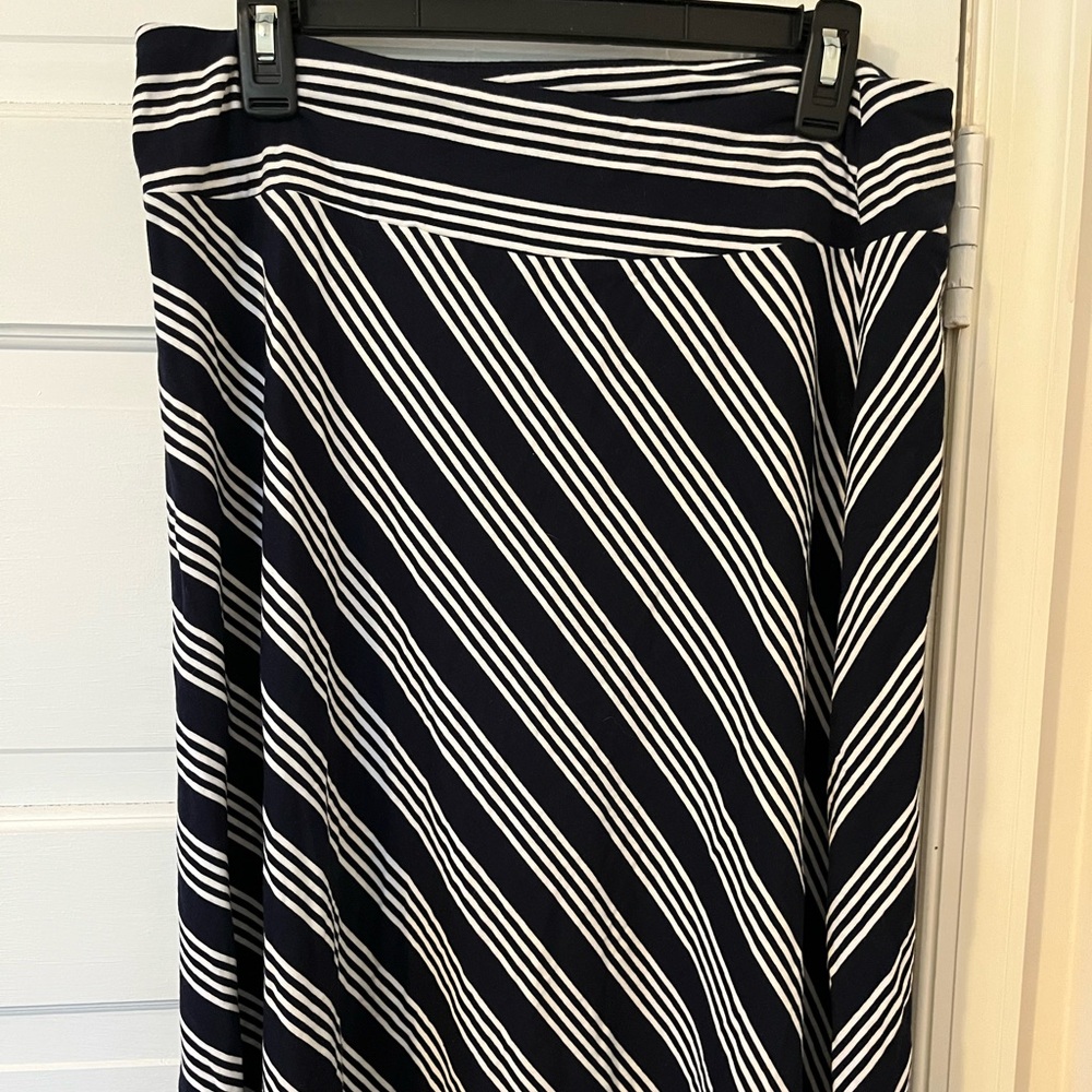 Talbots Maxi Navy Blue Striped Skirt
